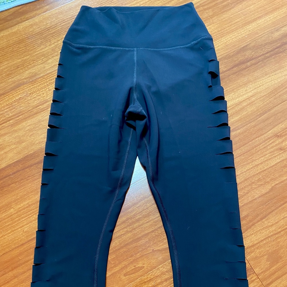 Alo Yoga Black Leggings with holes on sides